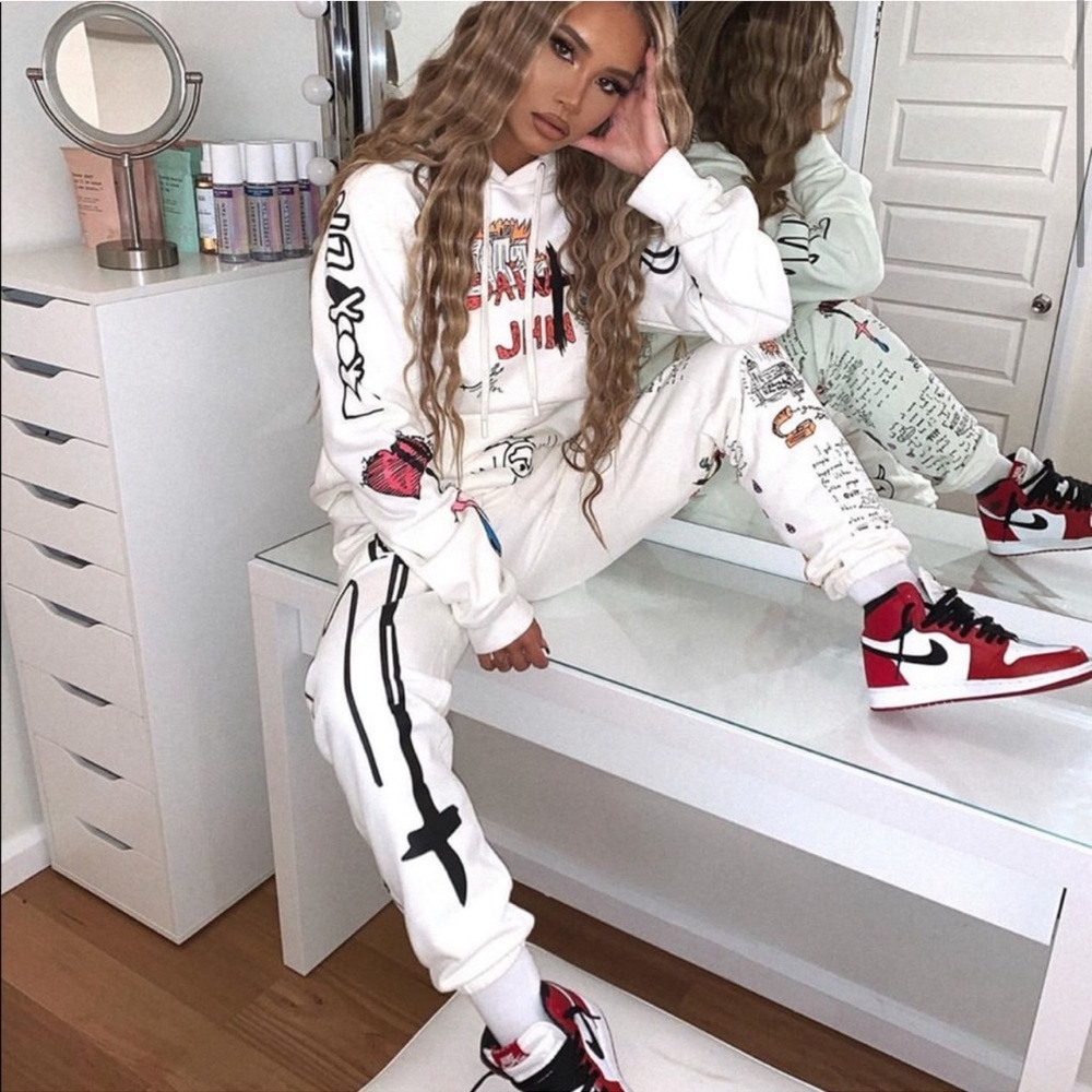 Saint jhn not a cult sweatpants white tour cotton fleece Christian club